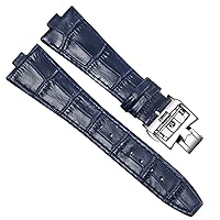 Genuine Leather Watchband for Vacheron Constantin Overseas Series 4500V 5500V P47040 Stainless Steel Buckle 25 * 8 mm Men Watch Strap (Color : Blue-Silver-B, Size : 25-8mm)
