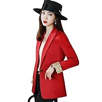 Autumn Korean Fashion Work Clothes top Women's Office Women's Business Jacket (Red, 2XL)