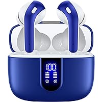 Bluetooth Headphones True Wireless Earbuds 60H Playback LED Power Display Earphones with Wireless Charging Case IPX5 Waterproof in-Ear Earbuds with Mic for TV Smart Phone Laptop Computer Sports