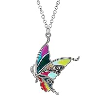 Enamel Alloy Rhinestone Butterfly Necklaces Pendant Fashion Jewelry For Women Girls Insect Charms Gift