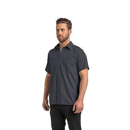 Red Kap Men's Standard Short Sleeve Performance Plus Shop Shirt with Oilblok Technology