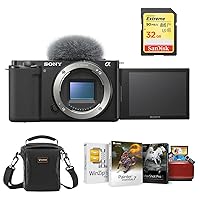 Sony ZV-E10 Mirrorless Camera, Black Bundle with, Corel Mac Photo Editing Software Suite, 32GB SD Card, Shoulder Bag