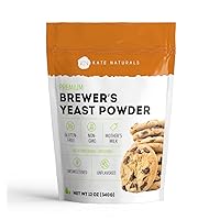 Kate Naturals Brewers Yeast Powder for Lactation to Boost Mother's Milk Brewer's Yeast Powder for Lactation Cookies. Gluten Free & Non-GMO Lactation Supplement. Edible for Dogs & Ducks (12oz)