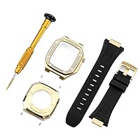 DIY For Apple Watchband 7 6 Metal Stainless Steel 45mm 41mm Watch Rubber Band Set for iWatch 44mm Diamond Strap Modification Kit
