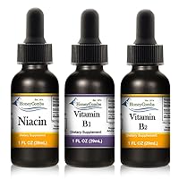 HoneyCombs Vitamin B2 (Riboflavin) Drops, 1 Fl Oz. + Vitamin B1 (Thiamine) Drops - High Potency Thiamine Vitamin B1 Extract, 1 Fl Oz. + Vitamin B3-Niacin 80mg Niacin Equivalent Drops, 1 Fl Oz.