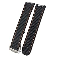 20mm Rubber Silicone Watch Strap Fit for Omega Seamaster 300 AT150 Aqua Terra Ultra Light 8900 Steel Buckle Watchband Bracelets (Color : Orange 1 Pointed, Size : 20mm)
