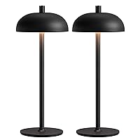 Cordless LED Table Lamp Set of 2, Modern Portable Desk Lamp, 3 Color Stepless Dimming Built-in Rechargeable Battery Lights, for Bedroom, Patio, Outdoor, Restaurant, Bedside Night Lamp(Black)