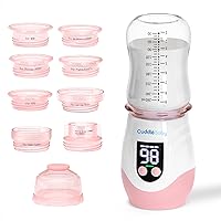 Portable Bottle Warmer for Travel, Cordless Baby Bottle Warmer, Rechargeable Bottle Warmer with 8 Adapters, 1 Milk Powder Container, Compatible with Most Bottle, Fast Heating, Pink