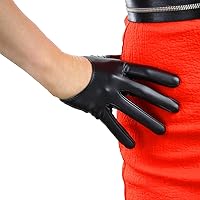 Women's TECH LONG GLOVES Faux Lambskin Leather Soft Black Touchscreen Sensitive for Daily Costume Party