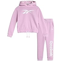 Reebok Girls Sweatsuit - 2 Piece Performance Fleece Sweatshirt and Jogger Sweatpants - Clothing Set for Toddlers/Girls, 2T-6X
