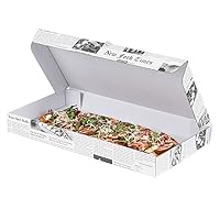 Restaurantware Eco Pie 16 x 7 x 1.5 Inch Flatbread Takeaway Boxes 50 Sturdy Corrugated Pizza Boxes - E-Flute Design Tab-lock System Newsprint and White Paper Pizza Boxes Disposable For Pizzas