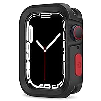 Rugged Case Compatible with Apple Watch Case 45mm 44mm Series 9/8/7/6/5/4/SE, Soft Flexible TPU Shockproof Protective Bumper Cover for iWatch 45mm 44mm, Black