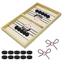 Fast Sling Puck Game, Table Battle Game for Kids and Adult, Fast-paced Tabletop Wooden Ice Hockey Game, Small Wooden Foosball Winner Board Games for Family Game Nights Traveling Camping