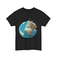 Save The Earth Day T-Shirt, Men's, Women's, Graphic Design of Disintegrating Earth, Gift for Teachers Family Environmentalists Black