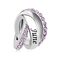 KunBead Jewelry January-December Birthstone Charm Birthday Bead Charms Compatible with Pandora Bracelets for Women