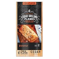 Fire & Flavor FFPD192 11-Inch Sustainably Sourced Cedar Grilling Planks for Delicious Salmon Seafood, Meats and Veggies, for Healthy, Smoky, Robust Flavor, 2-Pack, 11 inch, Brown