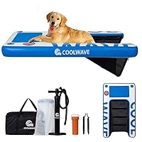 Extra Large Inflatable Dog Water Ramp, Pool Ramps for Dogs, Pool Ramp for Dogs Up to 200lbs, Extra Wide Dog Ramp for Boat with Non-Slip Pad (Blue)
