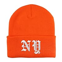 Trendy Apparel Shop New York NY Old English Embroidered Long Cuff Beanie