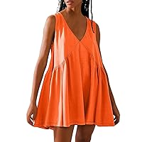 Free Summer Dresses for Women 2024 Sleeveless People Doop Mini Dress Casual Loose V Neck Beach Sundress