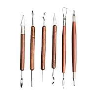 S & E Teacher's Edition 6 Pcs Pottery & Clay Sculpting Tools Double-Sided Smooth Wooden Handles.