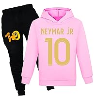 Boys Casual Tracksuits Neymar JR Sweatshirts and Jogger Sets Fall Winter Long Sleeve Hooded 2 Piece Outfits for Kids