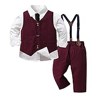 Baby Boy Outfit Toddler Boys Long Sleeve T Shirt Tops Vest Coat Pants Child Kids Gentleman Outfits Floral (C, 4-5 Years)