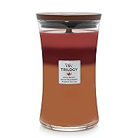 WoodWick Large Hourglass Candle, Autumn Harvest - Premium Soy Blend Wax, Pluswick Innovation Wood Wick, Made in USA