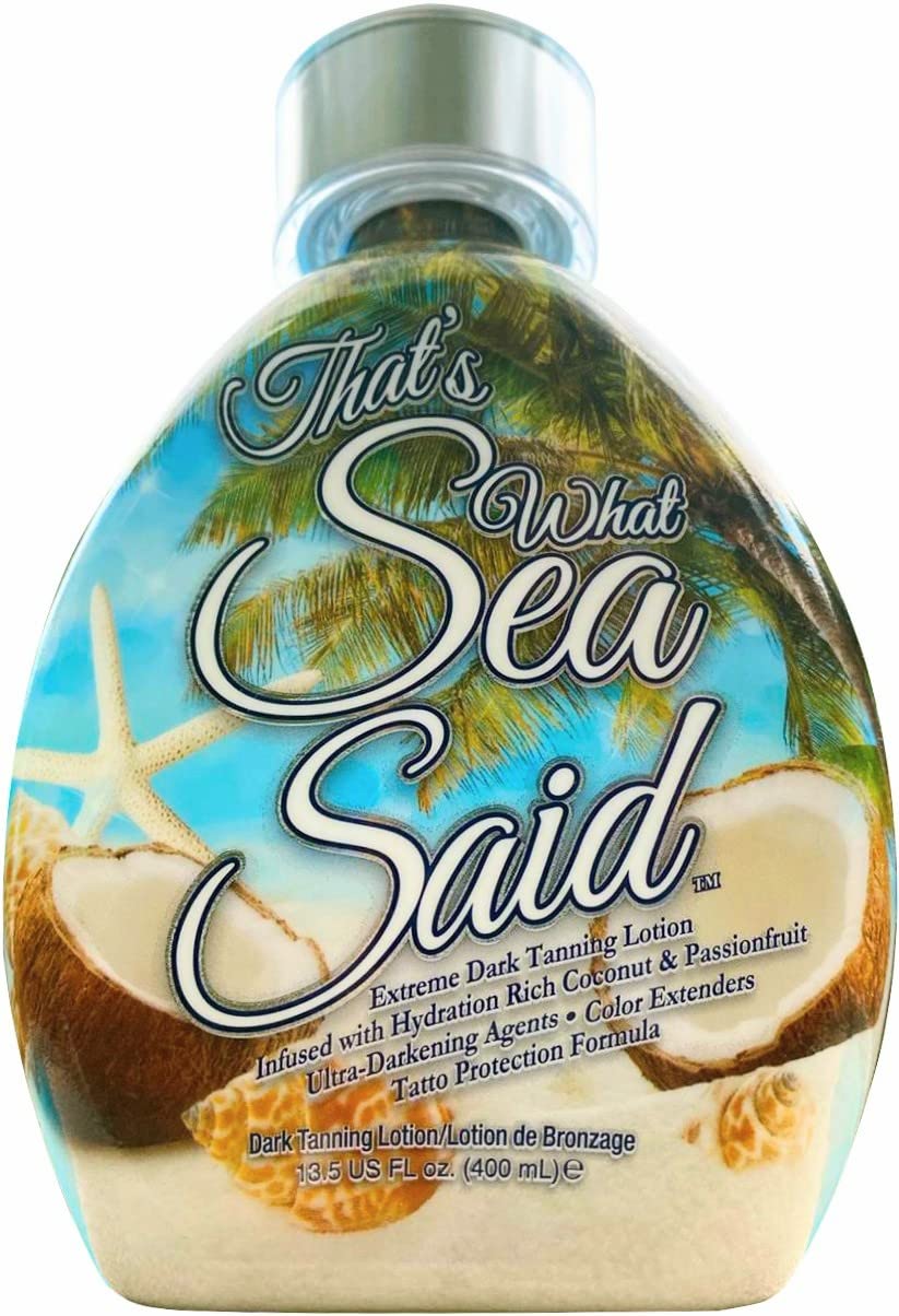 That’s What Sea Said Tanning Lotion Accelerator - For Indoor Tanning Beds and Outdoor Sun Tan - Safe for Face, Body and Tattoos - With Coconut Oil - No Bronzer