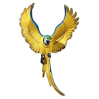 Flapping Macaw Bird Tropical Decor Wall Sculpture, 16 Inch, Polyresin, Full Color
