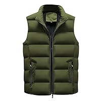 Mens Puffer Vest,Men's Winter Padded Puffer Vest Outdoor Sleeveless Jacket Warm Work Travel Quilted Vests