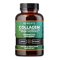 Marine Collagen 350mg with Hyaluronic Acid, Vitamin C & Vitamin E - Advanced Nutritional Supplement - 90 High Strength Capsules - Health Wellness Support - GMO Free - Halal