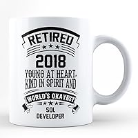 Retired in 2018 and World's Okayest Sql Developer White Coffee Mug By HOM For Sql Developers Retirement Gifts for Frends Colleague Uncles Family Members