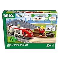 BRIO World – 36079 Starter Travel Train Set | 22-Piece Wooden Toy Train Set for Kids Aged 3 Years Up