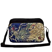 Peacock Sequins Embroidered Women Cotton Shoulder Bag Multi-Function Summer Small Canvas Handbag