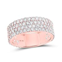 The Diamond Deal 10kt Rose Gold Mens Round Diamond Pave 4-Row Band Ring 3-3/8 Cttw