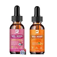 Sea Moss Liquid Drops - Organic Irish Sea Moss Raw Gel with Burdock Root, Tumeric, Spirulina+Organic Black Seed Oil Liquid Drops