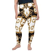 Plus Size Leggings for Women Girls Arched Golden White Yoga Pants