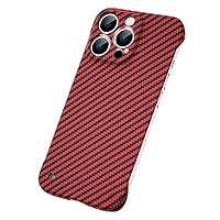 IVY Carbon Fiber Texture Frameless Cover for iPhone 14 Pro Max Carbon Fiber Case - Red