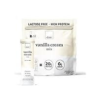 Slate Milk - High Protein Drink Mix, Vanilla Cream, 12 Single-Serve Powder Packets, 20g Protein, Zero Sugar, Lactose Free, Keto Friendly, All Natural