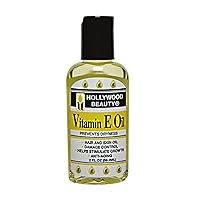 Hollywood Beauty Vitamin E Hair & Skin Oil, 2oz Bottle, Prevents Dryness for Hair and Skin, Stimulates Healthy Hair Growth, Repairs Damaged Skin, Anti-Aging