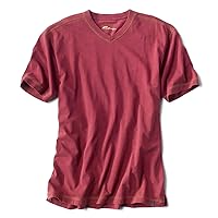 Orvis Montana Morning High V-Neck Short Sleeve Shirt for Men - Soft Slub Cotton Men’s T-Shirts with Contrast Stitching