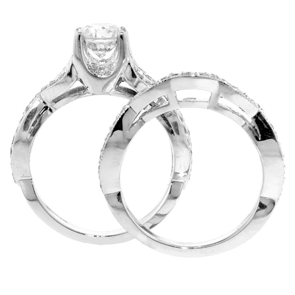 VIP Jewelry Art 1.40 CT TW GIA Certified Braided Diamond Engagement Set in Platinum Setting