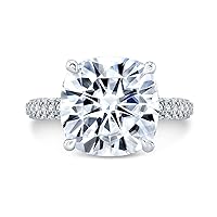 Kiara Gems 5.25 CT Cushion Moissanite Engagement Ring 10K 14K 18K Solid Gold Moissanite Diamond Ring 925 Sterling Silver Solitaire Engagement Ring Wedding Ring Women