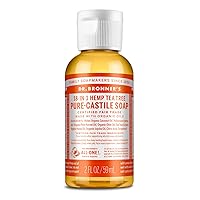 Dr. Bronner's - Pure-Castile Liquid Soap (Tea Tree, 2 ounce) - Made with Organic Oils, 18-in-1 Uses: Acne-Prone Skin, Dandruff, Laundry, Pets and Dishes, Concentrated, Vegan, Non-GMO
