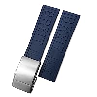 22mm 24mm Braided Silicone Rubber Watchband Replacement for Avenger Superocean Heritage Watch Strap Braceles (Color : Dark Blue Silver, Size : 22mm)