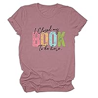I Closed My Book to Be Here Shirt Women's Funny Book Lovers T Shirt Casual Short Sleeve Crew Neck Tees Teacher Gifts