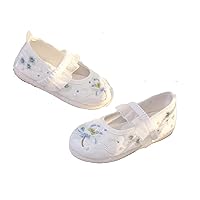 TRC Chinese Embroidered Girls Cotton Flat Shoes Comfort Children Canvas Mary Jane Ballet Flats Kids' Embroidery Dance Shoes
