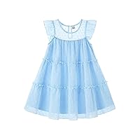 Toddler Baby Girl Dresses Ruffle Sleeve Swiss Dot Mesh A Line Dress for 1-5T Girls