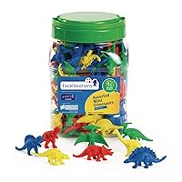 Excellerations Math Manipulatives Set of 128 Mini Dinosaur Counters 1-1/2 inches -2 inches, STEM Educational Toys for Mathematics, Preschool (Item # DNCT1)