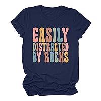 My Recent Orders Placed By Me Women Tops 2024 Summer Casual T Shirts Funny Letter Print Novelty Shirt Loose Soft Crew Neck Blouses Cute Tee Top Especiales Del Dia De